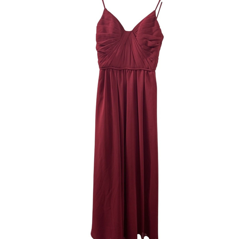 Sorella Vita Pleated Chiffon Maxi Dress 8 Burgundy Formal‎ Gown Bridesmaid Gala